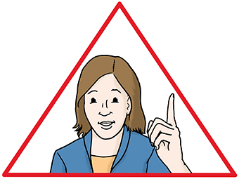 Person zeigt Zeigefinger als Hinweis Achtung