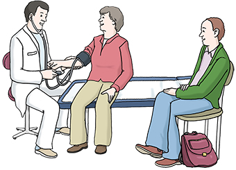 Arzt behandelt Person