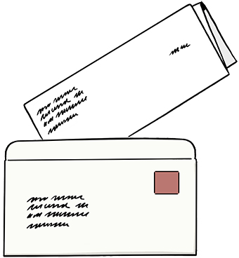 Hand schreibt mit Stift einen Brief