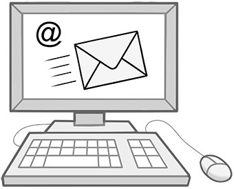 Bild eines Computer mit E-Mail-Zeichen
